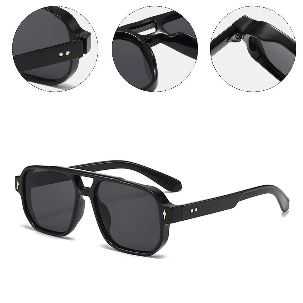 Trendy Black Aviator Sunglasses Women Square Frame Oversized Designer Style 2026 - Picture 9 of 11